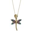 10KT Yellow Gold 23X22MM 18-inch Dragonfly Pendant Online Sale