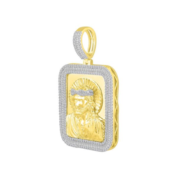 10KT Yellow Gold 1-1 2 CTW 46X27MM Jesus Christ Medal Charm. Chain not Included For Discount