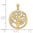 Goldtone Sterling Silver White Sapphire 28X21MM Tree of Life Pendant. Chain Not Included Online