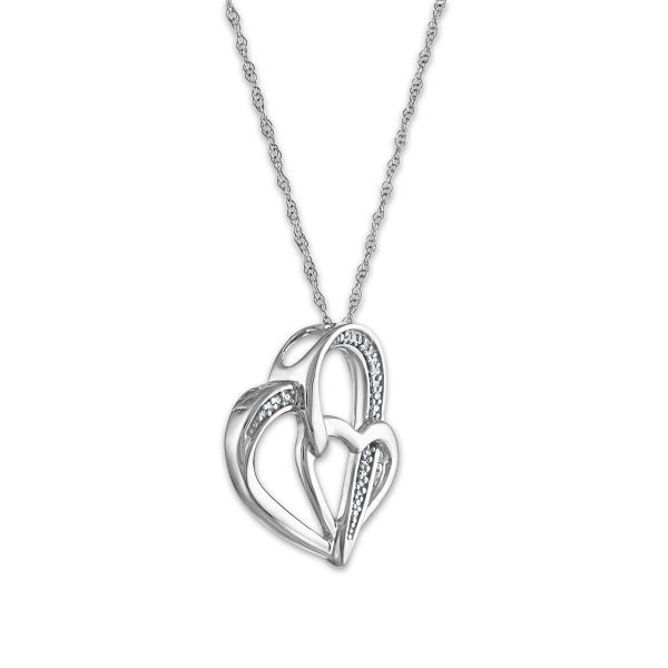 LoveSong 1 20 CTW Diamond Heart 18-inch Pendant in Sterling Silver For Discount