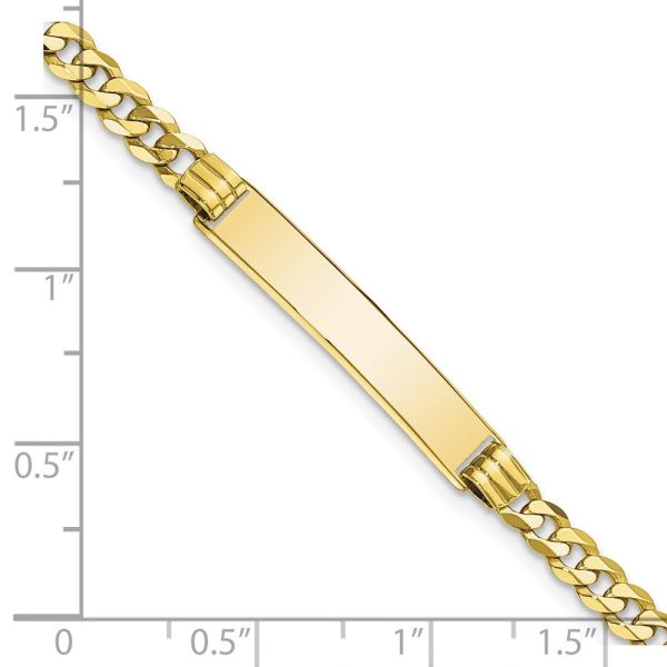 10KT Yellow Gold 7-inch 5.38MM Flat Curb ID Bracelet Discount