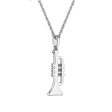 Diamond Accent Trumpet 18-inch Pendant in Rhodium Plated Sterling Silver on Sale