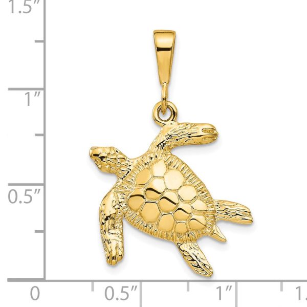 10KT Yellow Gold 31X21MM Turtle Pendant-Chain Not Included Discount