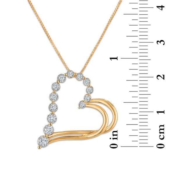 EcoLove 1 4 CTW Lab Grown Diamond 18-inch Heart Pendant in Gold Plated Sterling Silver Online Hot Sale