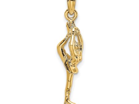 10KT Yellow Gold 21X6MM Three Dimensional Figure Skater Charm For Discount