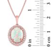 LoveSong 10X8MM Oval Opal and Diamond Halo 18-inch Pendant in 10KT Rose Gold Online Hot Sale