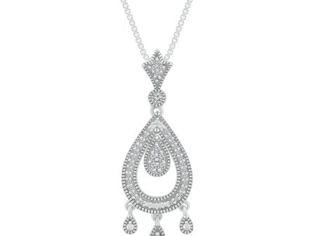 1 10 CTW Diamond Chandelier 18-inch Pendant in Sterling Silver Hot on Sale