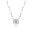 Crislu Platinum Plated Sterling Silver Asscher Cubic Zirconia Solitaire 16-18-inch Pendant Supply