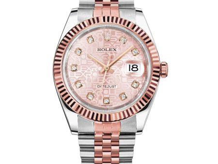 Pre-Owned Rolex Two-Tone Steel & 18K Everose Gold Datejust with 36X36 MM Pink Round Dial. 116231-Jubilee Dial Online Sale