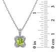 5MM Round Peridot and White Sapphire Birthstone Flower Halo Pendant in Sterling Silver For Discount