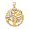 Goldtone Sterling Silver White Sapphire 28X21MM Tree of Life Pendant. Chain Not Included Online