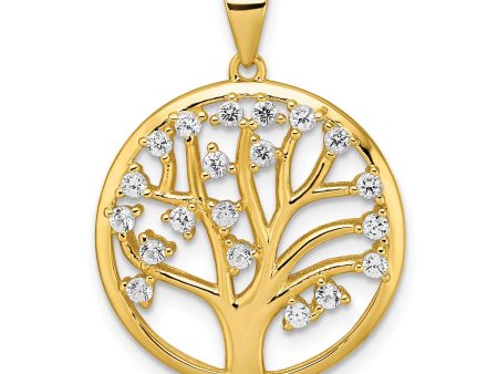 Goldtone Sterling Silver White Sapphire 28X21MM Tree of Life Pendant. Chain Not Included Online