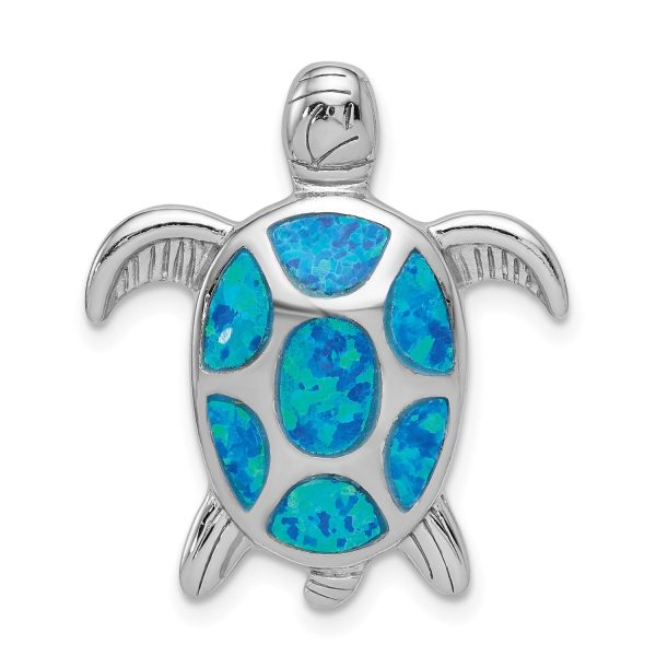 Sterling Silver Opal Turtle Pendant. Chain Not Included For Sale