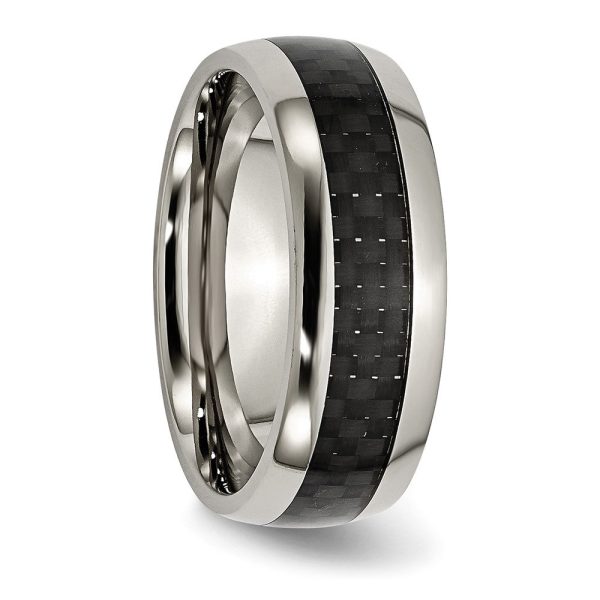 Titanium Polished w Black Carbon Fiber Inlay 8mm Band For Sale