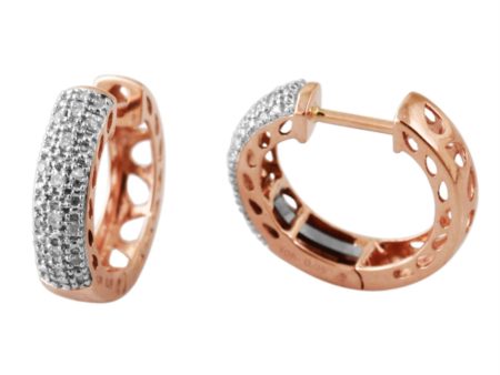 1 10 CTW Diamond Hoop Earrings in 10KT Rose Gold Online Sale