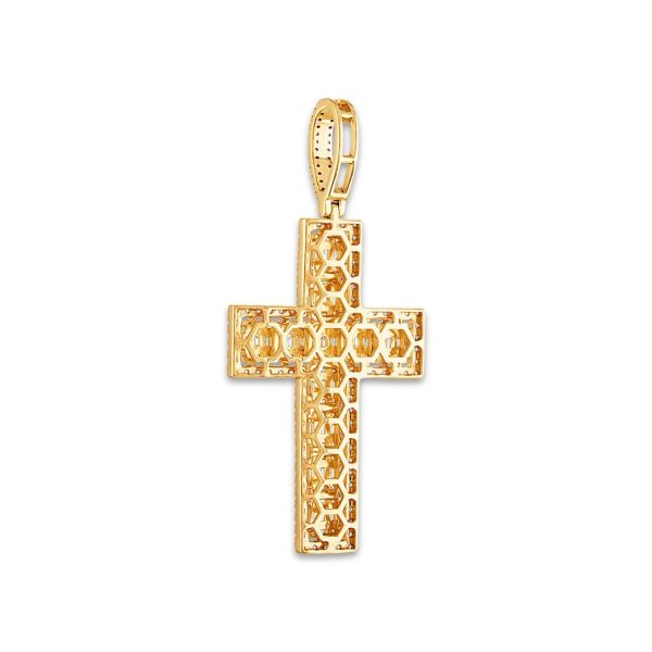 10KT Yellow Gold 2-1 4 CTW Diamond 62X29MM Cross Pendant. Chain Not Included Sale