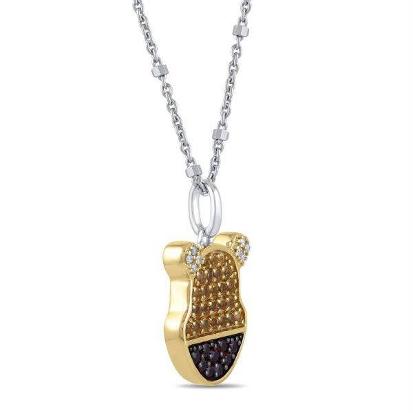 Disney Jewels Citrine, Garnet and Diamond Winnie The Pooh Pendant in Sterling Silver Online