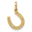 14KT Yellow Gold Cubic Zirconia 11X10MM Horseshoe Pendant. Chain Not Included For Discount