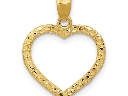 14KT Yellow Gold 21X15MM Diamond-cut Heart Pendant-Chain Not Included For Sale