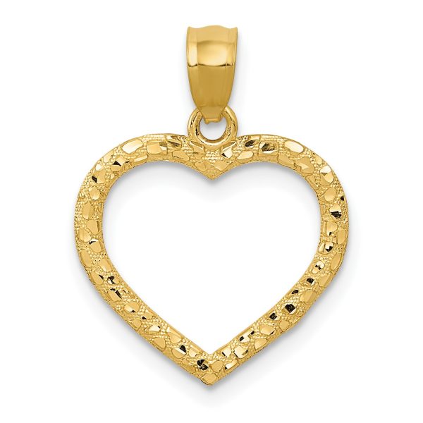 14KT Yellow Gold 21X15MM Diamond-cut Heart Pendant-Chain Not Included For Sale