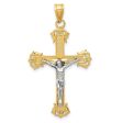 14KT White and Yellow Gold 40X22MM Diamond-cut Crucifix Cross Pendant. Chain Not Included Online Sale