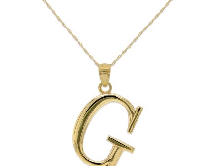 10KT Yellow Gold 18-inch 30MM Initial Pendant; Initial G Hot on Sale