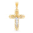 Roberto Martinez 14KT White and Yellow Gold 47X27MM Crucifix Cross Pendant. Chain Not Included Supply