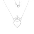 Sterling Silver Cubic Zirconia 18-inch Heart & Crown Pendant Online