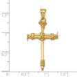 14KT Yellow Gold 40X20MM Three Dimensional Cross Pendant. Chain Not Included Supply