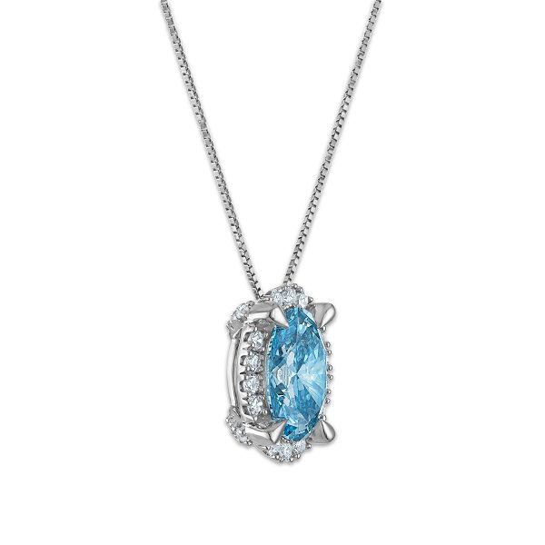 Signature EcoLove 1-3 4 CTW Fancy Blue Lab Grown Diamond Pendant in 14KT White Gold Cheap