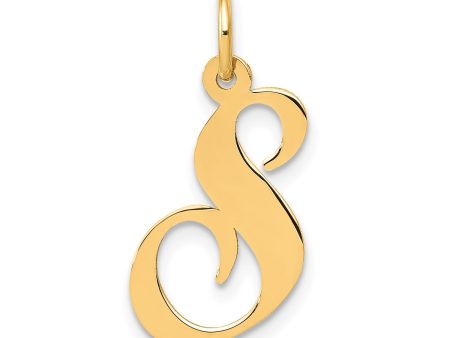 14K Medium Fancy Script Initial S Charm Fashion