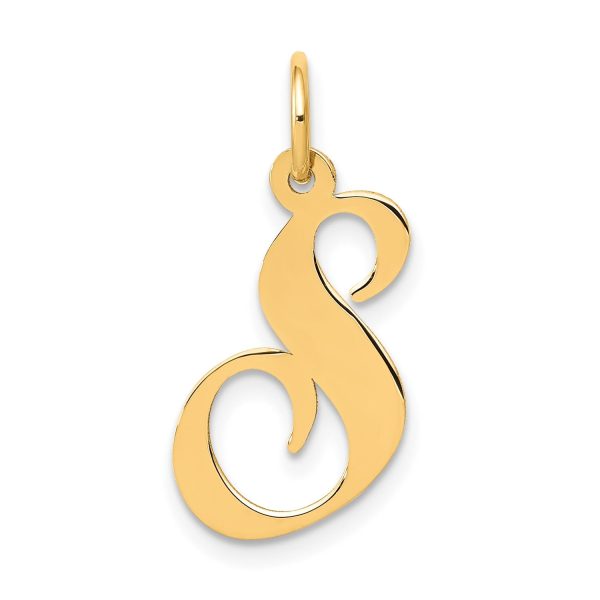 14K Medium Fancy Script Initial S Charm Fashion