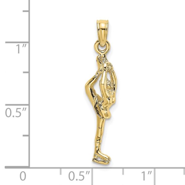 10KT Yellow Gold 21X6MM Three Dimensional Figure Skater Charm For Discount