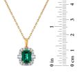 LoveSong EcoLove 8X6MM Emerald Shape Emerald and Diamond Halo 18-inch Pendant in 10KT Yellow Gold Fashion