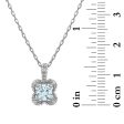 5MM Round Aquamarine and White Sapphire Birthstone Flower Halo Pendant in Sterling Silver Online now