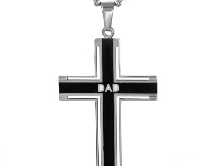 Stainless Steel 24-inch Dad on Cross Pendant Discount