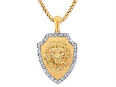 EcoLove 1 3 CTW Lab Grown Diamond Lion Pendant in Gold Plated Sterling Silver on Sale