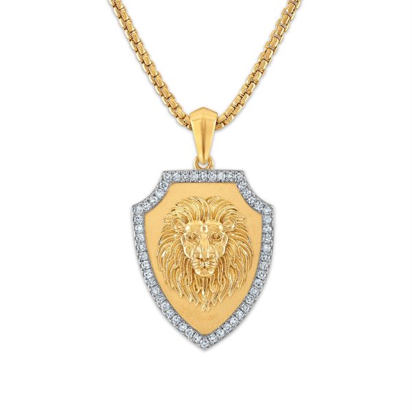 EcoLove 1 3 CTW Lab Grown Diamond Lion Pendant in Gold Plated Sterling Silver on Sale