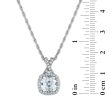 7MM Cushion Sapphire and White Sapphire Halo Fashion 18-inch Pendant in Rhodium Plated Sterling Silver Online Sale