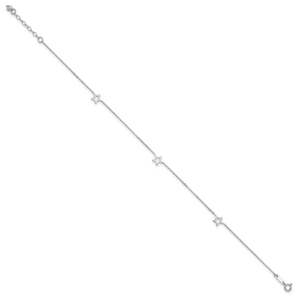 14KT White Gold 9+1-inch extender Adjustable Anklet on Sale