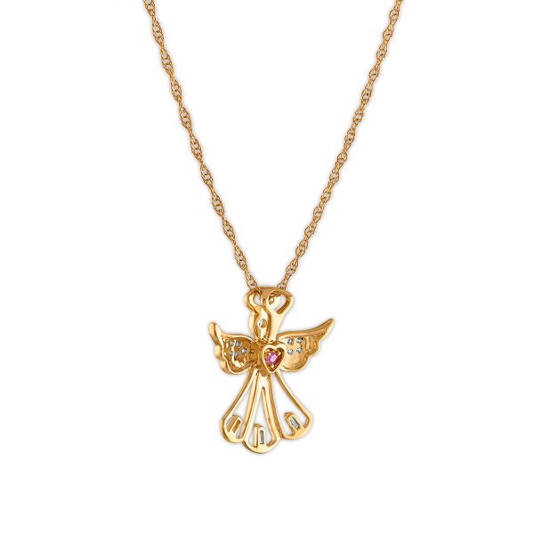 LoveSong 1 14 CTW Diamond Angel 18-inch Pendant in 10KT Yellow Gold Discount