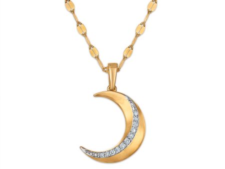 Diamond 18-inch Moon Pendant in 10KT Yellow Gold For Discount