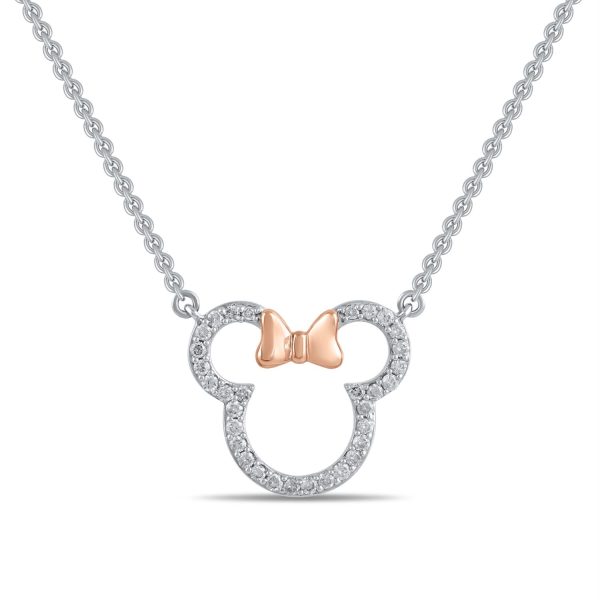 Disney Jewels Diamond Accent Minnie Mouse Pendant in Sterling Silver Hot on Sale