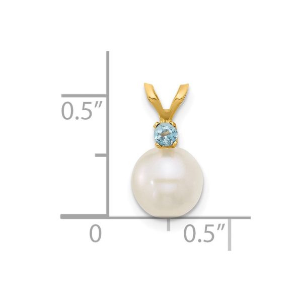 6X7MM Round Pearl and Blue Topaz Pendant-Chain Not Included in 14KT Yellow Gold Online