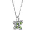 4X2MM Marquise Chrome Diopside and White Topaz Fashion Butterly 18-inch Pendant in Rhodium Plated Sterling Silver Sale