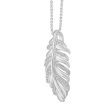 1 10 CTW Diamond Feather 18-inch Pendant in Sterling Silver For Sale