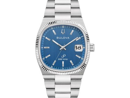 Bulova Super Seville with 38MM Blue Cushion Shaped Dial and Stainless Steel Band. 96B440 Hot on Sale