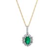 7X5MM Oval Emerald and Diamond Halo Pendant in 10KT Yellow Gold For Discount