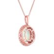 LoveSong 10X8MM Oval Opal and Diamond Halo 18-inch Pendant in 10KT Rose Gold Online Hot Sale