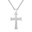 King by Simone I Smith Stainless Steel and Crystal 50X35MM 24-inch Cross Pendant Discount